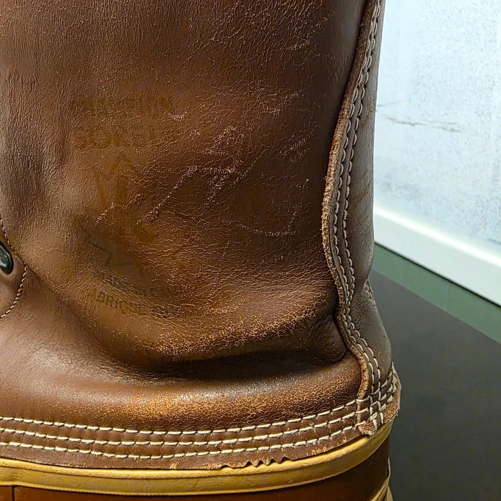 Kaufman Sorel Champion Winter Boots Mens 11 Brown Leather Wool Lined Rubber Duck
